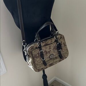 Coach Tan and Brown Signature Print Handbag